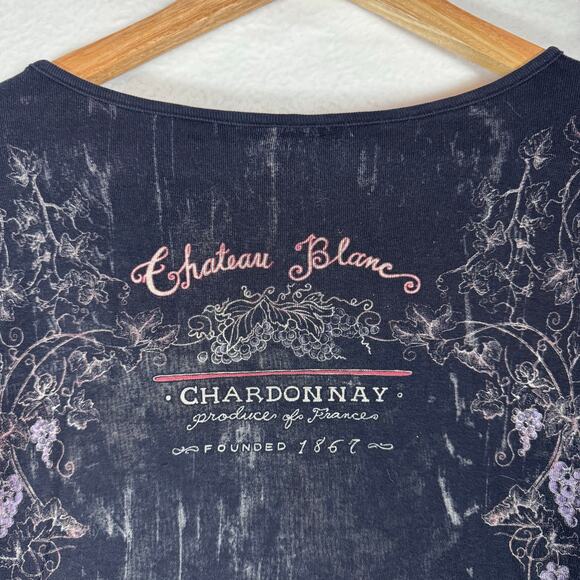 Vintage MONA LISA BRAND Chateau Blanc Chardonnay Shirt 3/4 Sleeve Plus Size 2X - Picture 5 of 6